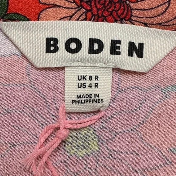 Boden ORA Floral Midi Dress Orange Pink US 4R New With Tags - Picture 9 of 9